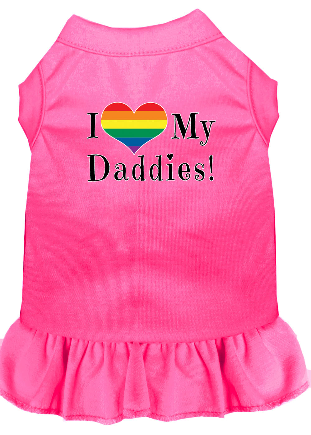 I Heart my Daddies Screen Print Dog Dress Bright Pink Lg